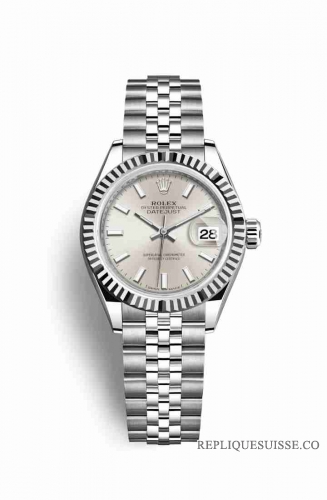 Copie Montre Rolex Datejust 28 Blanc Role ou Oystersteel 18 carats en or blanc Argent Cadran m279174-0005