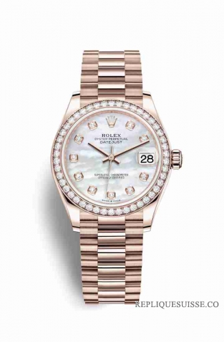 Copie Montre Rolex Datejust 31 18 carats Everose or 278285RBR Blanc nacre sertie de diamants Cadran m278285rbr-0005