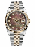 Réplique Rolex Datejust 36mm acier et Jaune or Dark Mother of Pearl Dial 116233 DKMDJ