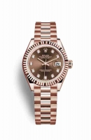 Copie Montre Rolex Datejust 28 18 carats Everose or 279175 Set diamants chocolat Cadran m279175-0016