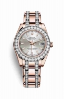 Copie Montre Rolex Pearlmaster 34 18 ct Everose or cadran argent m81285-0039