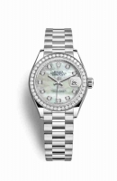 Copie Montre Rolex Datejust 28 Platinum BR Blanc nacre sertie de diamants Cadran m279136rbr-0008