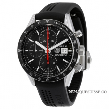 TAG Heuer Réplique Carrera Chronographe Automatique Noir Dial Noir Rubber CV201AK.FT6040