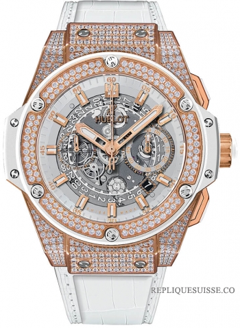 Hublot King Power Unico King gold blanc Pave 48mm 701.OE.0128.GR.1704