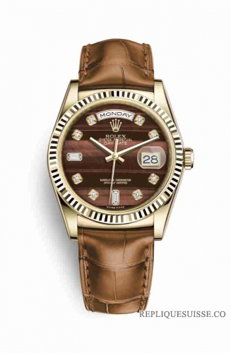 Copie Montre Rolex Day-Date 36 Or jaune 18 carats 118138 Bulls Eye Set Diamants Cadran m118138-0127