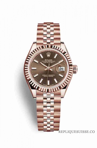 Copie Montre Rolex Datejust 28 18 carats Everose or 279175 Cadran chocolat m279175-0008