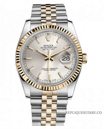 Réplique Rolex Datejust 36mm acier et Jaune or Argent Dial 116233 SSJ