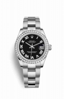 Copie Montre Rolex Datejust 31 Blanc Role ou Oystersteel Or blanc 18 carats 178384 Cadran Noir m178384-0055