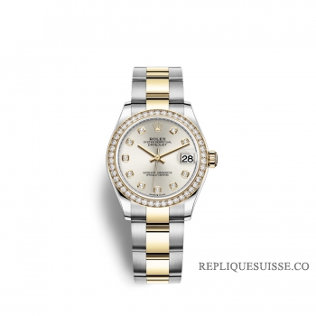 Rolex Datejust 31 Oystersteel or jaune 18 ct M278383RBR-0019 Argent serti de diamants Cadran
