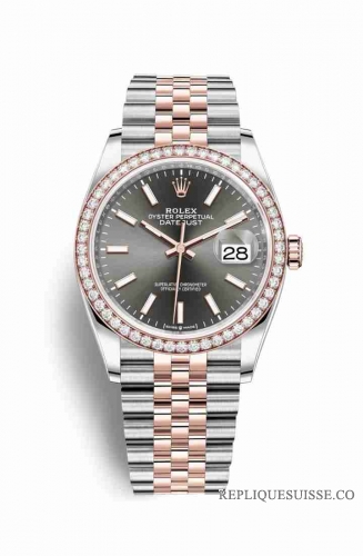 Copie Montre Rolex Datejust 36 Everose Roles ou Oystersteel 18 ct Everose or 126281RBR Cadran rhodium fonce m126281rbr-0001