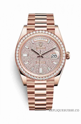 Copie Montre Rolex Day-Date 40 Or 18 carats Everose 228345RBR Cadran pave de diamants m228345rbr-0002