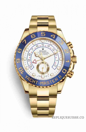 Copie Montre Rolex Yacht-Master II Or jaune 18 ct Cadran blanc m116688-0002