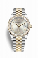 Copie Montre Rolex Datejust 36 Jaune Rolesor Oystersteel or jaune 18 ct 126283RBR Argent serti de diamants Cadran m126283rbr-0017