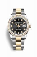 Copie Montre Rolex Datejust 36 Jaune Rolesor Oystersteel or jaune 18 ct 126283RBR Noir ensemble diamants Cadran m126283rbr-0008