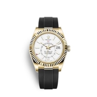 Rolex Sky-Dweller or jaune 18 ct cadran blanc intense bracelet Oysterflex