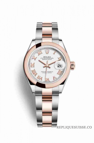 Copie Montre Rolex Datejust 28 Everose Roles ou Oystersteel 18 ct Everose or cadran blanc m279161-0022