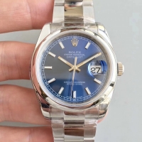 Réplique Rolex Datejust en acier de 36mm d?me lunette cadran bleu 116200 BLSO