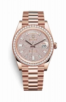 Copie Montre Rolex Day-Date 40 Or 18 carats Everose 228345RBR Cadran pave de diamants m228345rbr-0002