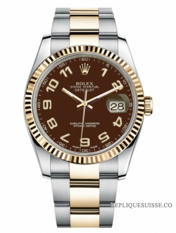 Réplique Rolex Datejust 36mm acier et or Brown Dial 116233 BRAO