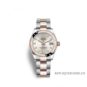 Rolex Datejust 31 Oystersteel Or Everose 18 ct M278341RBR-0015 Argent serti de diamants Cadran
