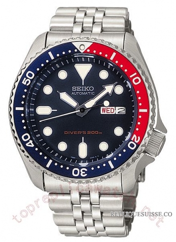 Seiko Diver acier bleu-Red Hommes SKX175 Montre Réplique