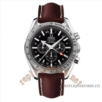 Omega Speedmaster Broad Arrow GMT acier brun cuir 3881 Montre Réplique