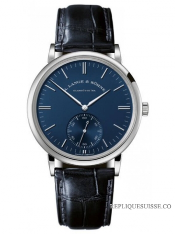 Copie Montre A. Lange & Sohne Saxonia Automatik Or blanc/Bleu 380.028