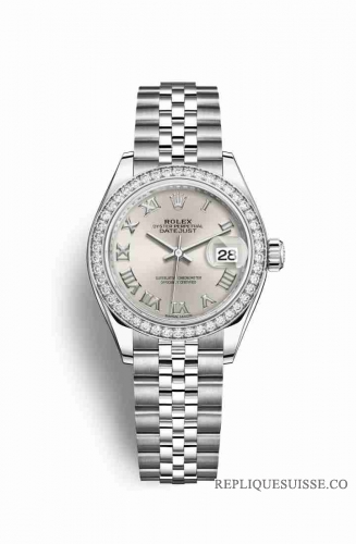 Copie Montre Rolex Datejust 28 Blanc Role ou Oystersteel Or blanc 18 carats RBR Argent Cadran m279384rbr-0009