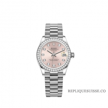 Rolex Datejust 31 or blanc cadran rose bracelet President