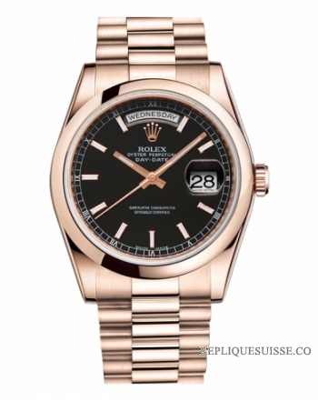 Rolex Day Date Rose Or Noir cadran 118205 BKSP