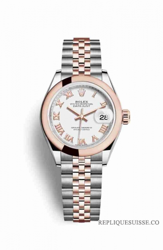 Copie Montre Rolex Datejust 28 Everose Roles ou Oystersteel 18 ct Everose or cadran blanc m279161-0021