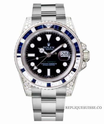 Réplique Rolex GMT Master II en or blanc cadran noir 116759 SA