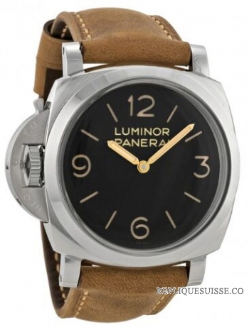 Panerai Luminor 1950 Left-heted 3 Days Acciaio Noir Dial hommes Montre Réplique