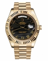 Réplique Rolex Day Date II President jaune or noir wave cadran 218238 BKW 218238 BKWAP