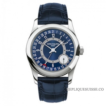 Patek Philippe Calatrava Cadran Bleu Automatique Or Blanc 18 Carats 6000G-012 Montres Copie