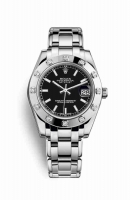 Copie Montre Rolex Pearlmaster 34 Or blanc 18 carats Cadran noir m81319-0027