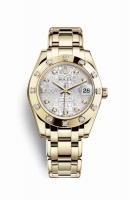 Copie Montre Rolex Pearlmaster 34 Or jaune 18 carats Argent Jubile Design Set Diamants Cadran m81318-0003