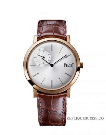 Piaget Altiplano mecanique cadran argente cuir marron hommes