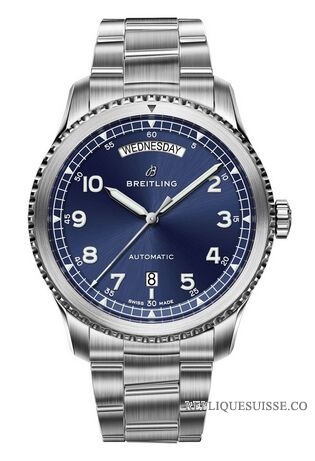 Copie Montre Breitling Navitimer 8 Day & Date Bracelet cadran bleu A45330101C1A1