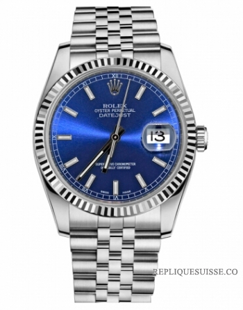 Réplique Rolex Datejust 36mm Blue Steel Dial Jubile Bracelet 116234 BLSJ