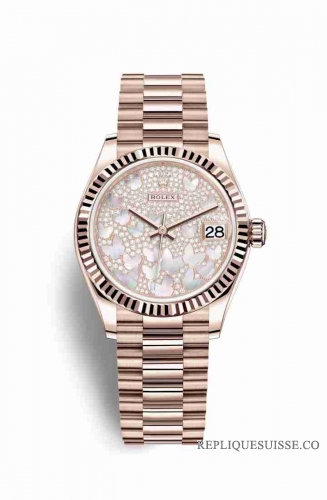 Copie Montre Rolex Datejust 31 18 carats Everose or 278275 Nacre pavee pavee Cadran m278275-0021