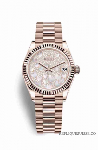 Copie Montre Rolex Datejust 31 18 carats Everose or 278275 Nacre pavee pavee Cadran m278275-0021