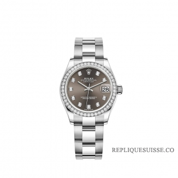 Rolex Datejust 31 Rolesor blanc cadran gris fonce bracelet Oyster