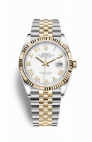 Copie Montre Rolex Datejust 36 Jaune Roles ou Oystersteel Or jaune 18 ct 126233 Cadran Blanc m126233-0029