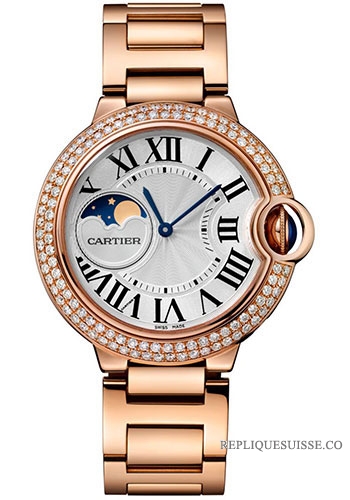 Cartier Ballon Bleu Phase de lune 37mm Or Rose Dames WJBB0025 Montres Copie