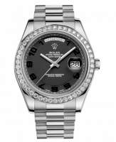 Réplique Rolex Day Date II President Blanc or and Diamonds noir concentri 218349 BKCAP