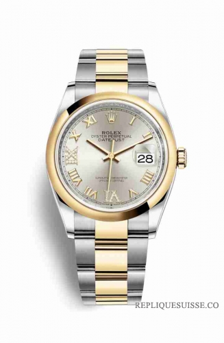 Copie Montre Rolex Datejust 36 Jaune Rolesor Oystersteel or jaune 18 ct 126203 Argent serti de diamants Cadran m126203-0032