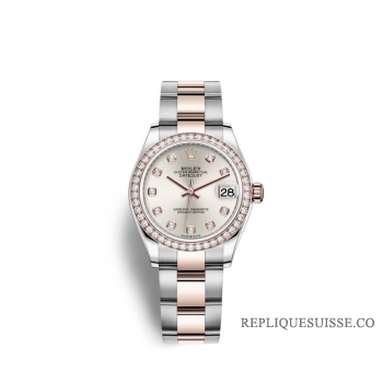 Rolex Datejust 31 Oystersteel Or Everose 18 ct M278381RBR-0015 Argent serti de diamants Cadran