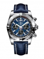 Breitling Chronomat 44 Acier inoxydable / Bleu yeux noirs / Croco / Broche (AB011012 / C789 / 731P / A20BA.1)