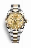 Copie Montre Rolex Sky-Dweller Jaune Rolesor Oystersteel or jaune 18 ct Champagne-couleur Cadran m326933-0001